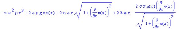 eq3 := -pi*omega^2*rho*x^3+2*pi*rho*g*x*u(x)+2*sigm...