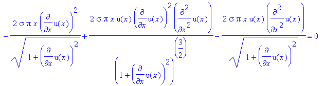 eq3 := -pi*omega^2*rho*x^3+2*pi*rho*g*x*u(x)+2*sigm...