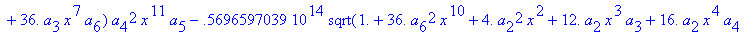 eq7 := -.1000000000e-9*(.2837430288e11*omega^2*x^10...