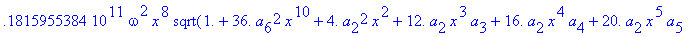 eq7 := -.1000000000e-9*(.2837430288e11*omega^2*x^10...