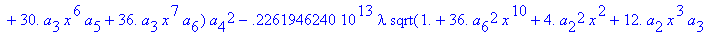 eq7 := -.1000000000e-9*(.2837430288e11*omega^2*x^10...