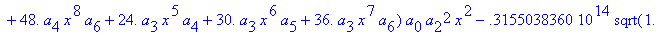 eq7 := -.1000000000e-9*(.2837430288e11*omega^2*x^10...