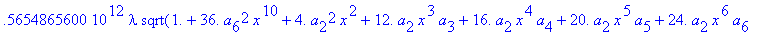 eq7 := -.1000000000e-9*(.2837430288e11*omega^2*x^10...