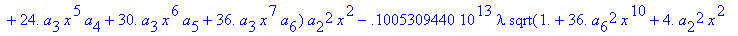 eq7 := -.1000000000e-9*(.2837430288e11*omega^2*x^10...