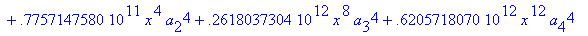 eq7 := -.1000000000e-9*(.2837430288e11*omega^2*x^10...