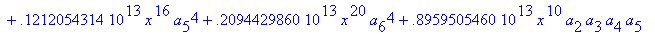 eq7 := -.1000000000e-9*(.2837430288e11*omega^2*x^10...