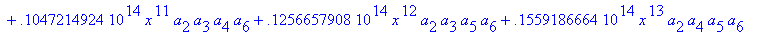 eq7 := -.1000000000e-9*(.2837430288e11*omega^2*x^10...