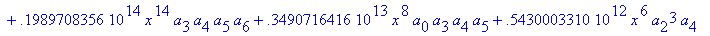 eq7 := -.1000000000e-9*(.2837430288e11*omega^2*x^10...