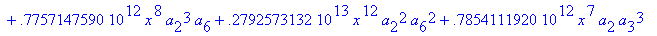 eq7 := -.1000000000e-9*(.2837430288e11*omega^2*x^10...