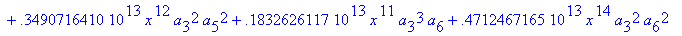 eq7 := -.1000000000e-9*(.2837430288e11*omega^2*x^10...