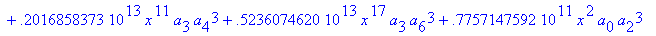 eq7 := -.1000000000e-9*(.2837430288e11*omega^2*x^10...