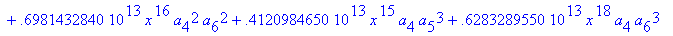 eq7 := -.1000000000e-9*(.2837430288e11*omega^2*x^10...