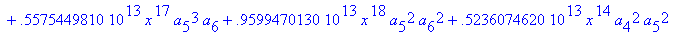 eq7 := -.1000000000e-9*(.2837430288e11*omega^2*x^10...