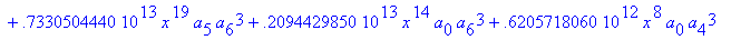 eq7 := -.1000000000e-9*(.2837430288e11*omega^2*x^10...