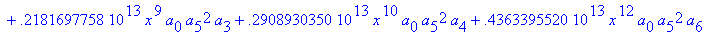 eq7 := -.1000000000e-9*(.2837430288e11*omega^2*x^10...