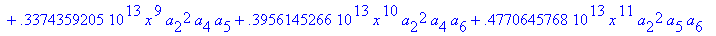 eq7 := -.1000000000e-9*(.2837430288e11*omega^2*x^10...