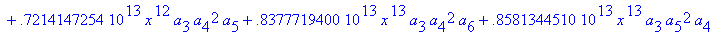 eq7 := -.1000000000e-9*(.2837430288e11*omega^2*x^10...