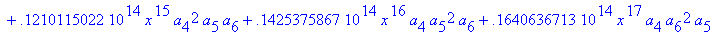 eq7 := -.1000000000e-9*(.2837430288e11*omega^2*x^10...