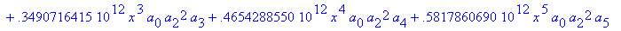 eq7 := -.1000000000e-9*(.2837430288e11*omega^2*x^10...