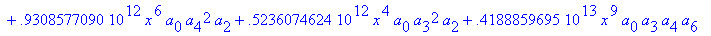 eq7 := -.1000000000e-9*(.2837430288e11*omega^2*x^10...