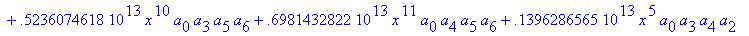 eq7 := -.1000000000e-9*(.2837430288e11*omega^2*x^10...