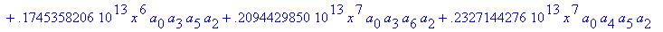 eq7 := -.1000000000e-9*(.2837430288e11*omega^2*x^10...