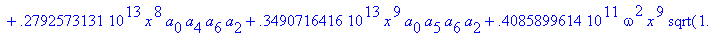 eq7 := -.1000000000e-9*(.2837430288e11*omega^2*x^10...