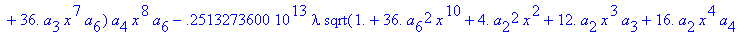 eq7 := -.1000000000e-9*(.2837430288e11*omega^2*x^10...