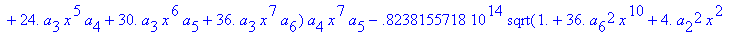 eq7 := -.1000000000e-9*(.2837430288e11*omega^2*x^10...