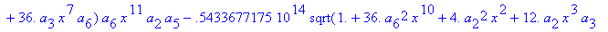 eq7 := -.1000000000e-9*(.2837430288e11*omega^2*x^10...