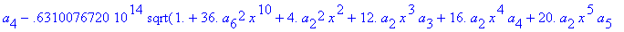 eq7 := -.1000000000e-9*(.2837430288e11*omega^2*x^10...