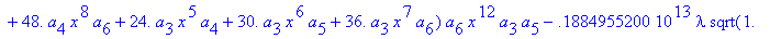 eq7 := -.1000000000e-9*(.2837430288e11*omega^2*x^10...