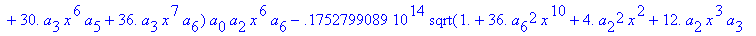 eq7 := -.1000000000e-9*(.2837430288e11*omega^2*x^10...