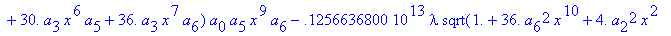 eq7 := -.1000000000e-9*(.2837430288e11*omega^2*x^10...