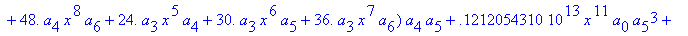 eq7 := -.1000000000e-9*(.2837430288e11*omega^2*x^10...