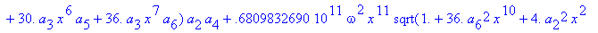 eq7 := -.1000000000e-9*(.2837430288e11*omega^2*x^10...