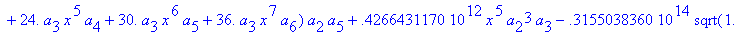 eq7 := -.1000000000e-9*(.2837430288e11*omega^2*x^10...