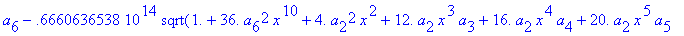 eq7 := -.1000000000e-9*(.2837430288e11*omega^2*x^10...