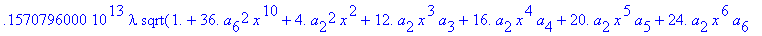 eq7 := -.1000000000e-9*(.2837430288e11*omega^2*x^10...