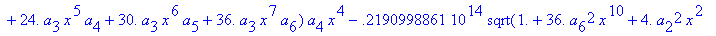 eq7 := -.1000000000e-9*(.2837430288e11*omega^2*x^10...