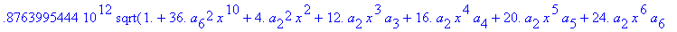 eq7 := -.1000000000e-9*(.2837430288e11*omega^2*x^10...