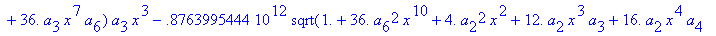 eq7 := -.1000000000e-9*(.2837430288e11*omega^2*x^10...