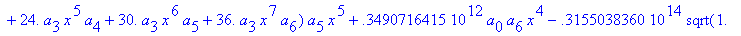 eq7 := -.1000000000e-9*(.2837430288e11*omega^2*x^10...