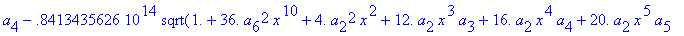 eq7 := -.1000000000e-9*(.2837430288e11*omega^2*x^10...