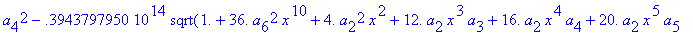 eq7 := -.1000000000e-9*(.2837430288e11*omega^2*x^10...