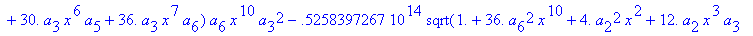 eq7 := -.1000000000e-9*(.2837430288e11*omega^2*x^10...