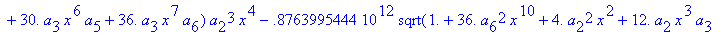 eq7 := -.1000000000e-9*(.2837430288e11*omega^2*x^10...