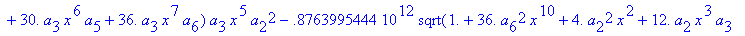 eq7 := -.1000000000e-9*(.2837430288e11*omega^2*x^10...